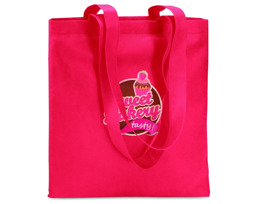 Torba non woven czerwona z logo – długie rączki, 80g/m²