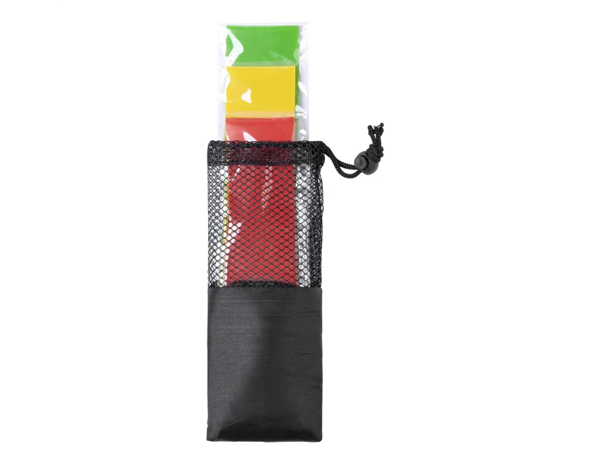 Zestaw gum oporowych TPE w czarnym etui z logo – fit gadżety reklamowe dla firm