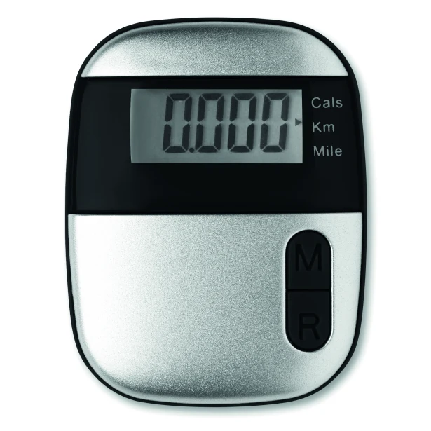 Czarny krokomierz Onmood ABS z logo – LCD, kalorie, klips