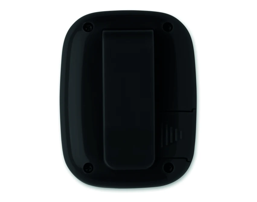 Czarny krokomierz Onmood ABS z logo – LCD, kalorie, klips