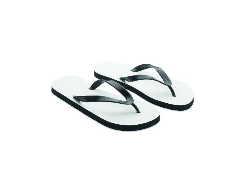 Klapki sublimacyjne 38-41 z czarnym paskiem PVC z nadrukiem