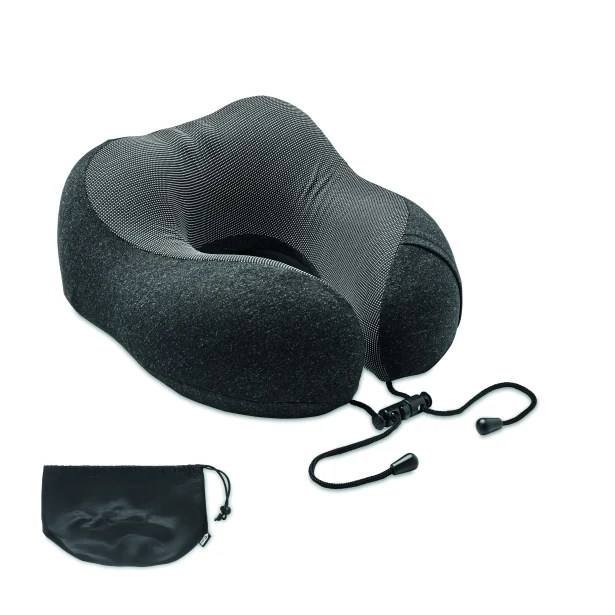 Poduszka podróżna RPET z logo – kamiennoszara, ergonomiczna