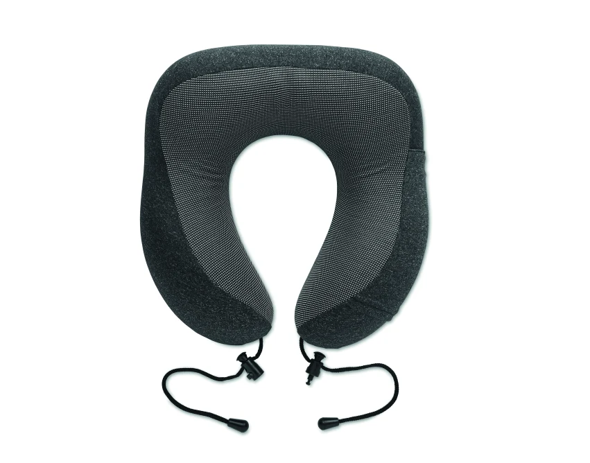 Poduszka podróżna RPET z logo – kamiennoszara, ergonomiczna
