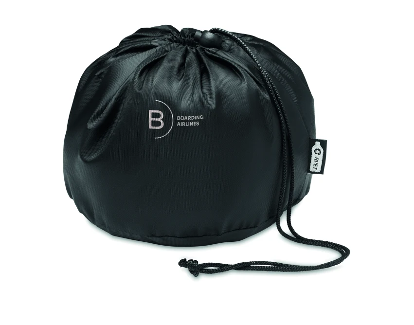 Poduszka podróżna RPET z logo – kamiennoszara, ergonomiczna