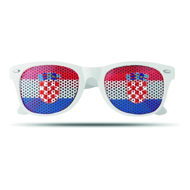 Okulary kibica Chorwacja białe/niebieskie z logo firmy