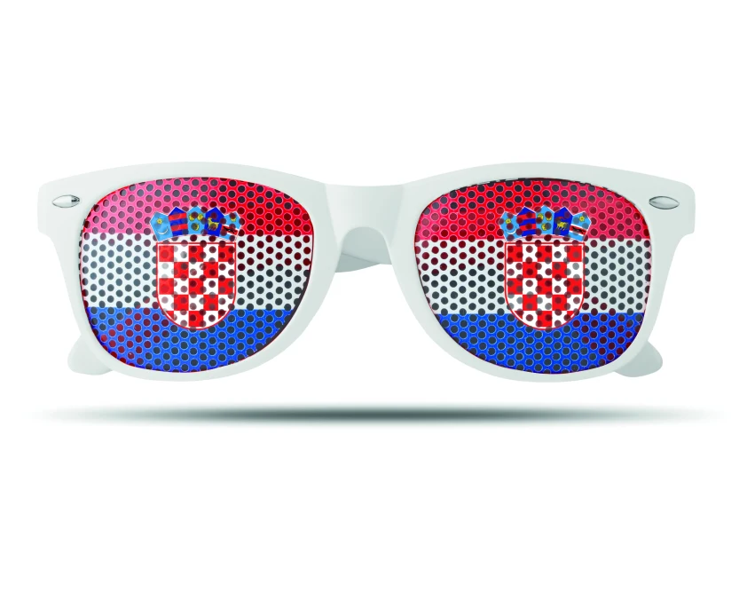 Okulary kibica Chorwacja białe/niebieskie z logo firmy