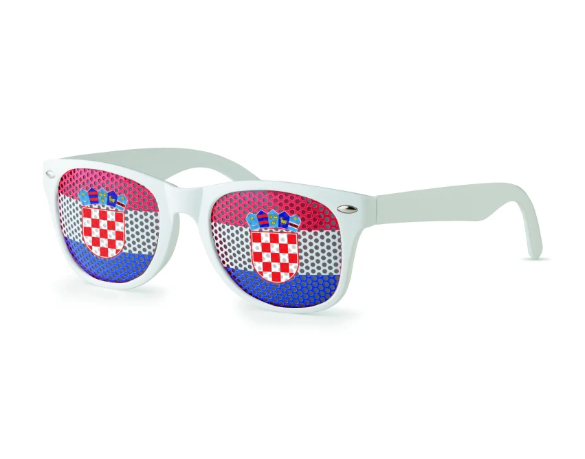 Okulary kibica Chorwacja białe/niebieskie z logo firmy