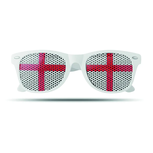 Okulary kibica Flag Fun kość słoniowa z czerwonym krzyżem