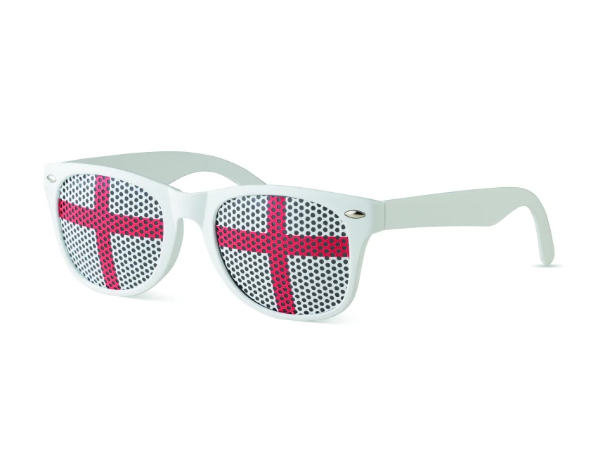 Okulary kibica Flag Fun kość słoniowa z czerwonym krzyżem
