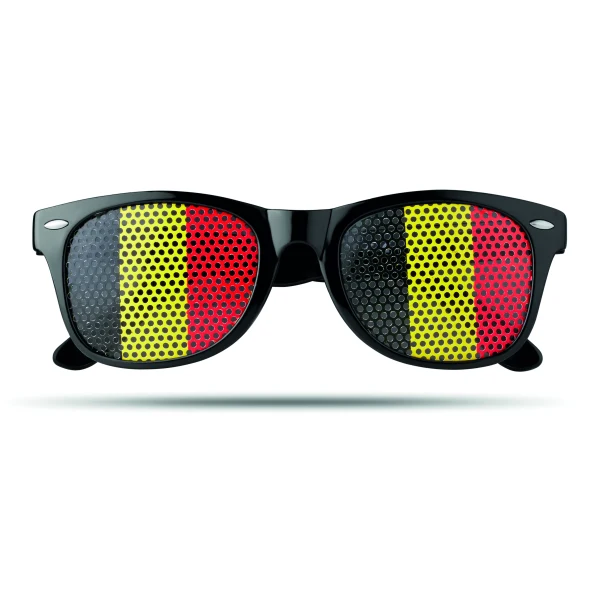 Czarne okulary kibica Flag fun z logo – gadżet firmowy