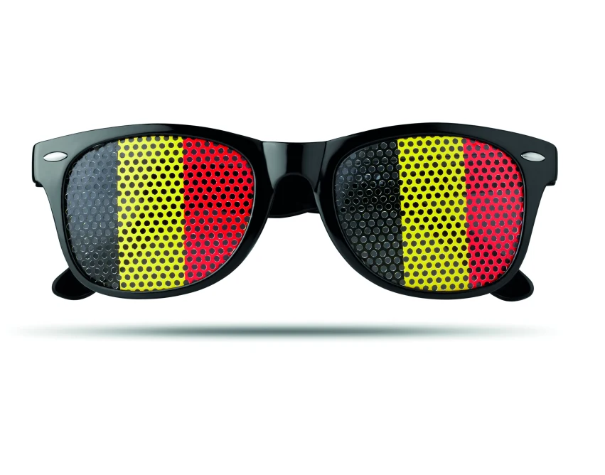 Czarne okulary kibica Flag fun z logo – gadżet firmowy