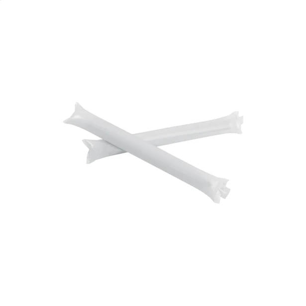 Białe dmuchane pałki kibica z logo 2 szt LDPE