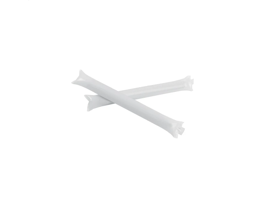 Białe dmuchane pałki kibica z logo 2 szt LDPE