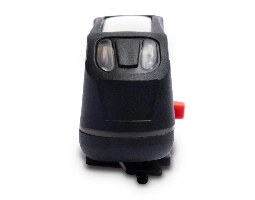 Czarna lampka rowerowa COB LED 100 lm USB z logo – gadżet reklamowy dla firm