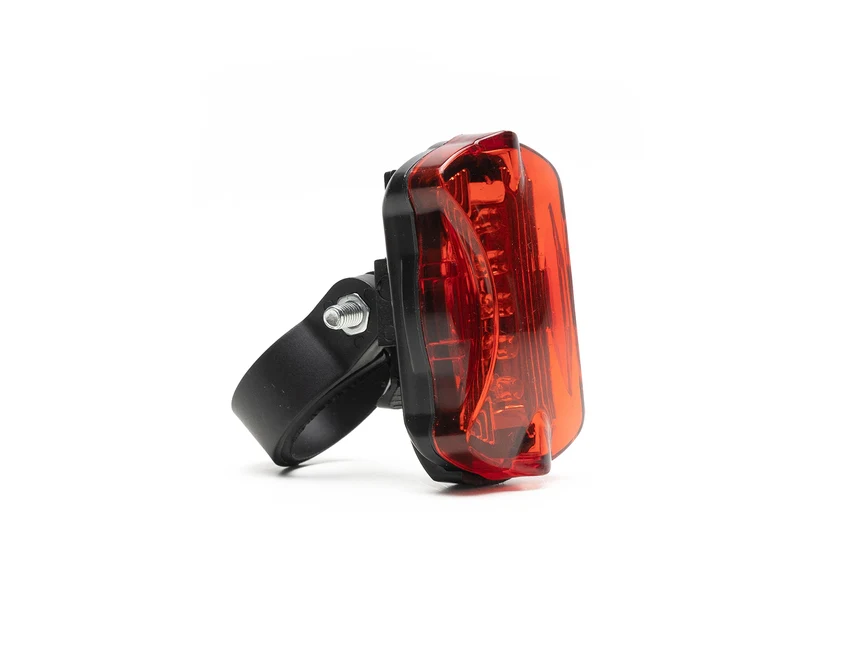 Czarny zestaw lampek rowerowych LED plastik z nadrukiem logo – gadżet reklamowy 5+5 LED