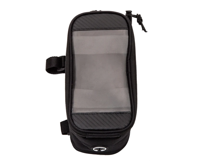 Czarna torba rowerowa 600D z folią na smartfon – gadżet firmowy z logo