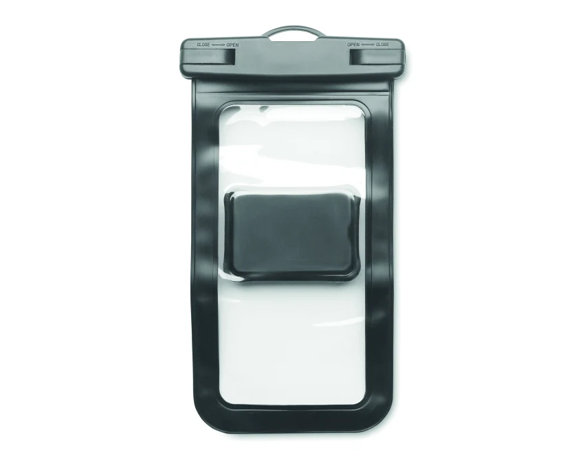 Czarny wodoodporny uchwyt rowerowy PVC 6,7 z logo – gadżet reklamowy IPX6