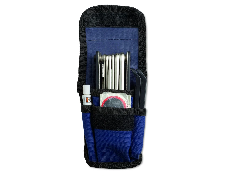 Niebieski 15-elementowy zestaw naprawczy do roweru Carbon Steel z logo firmy