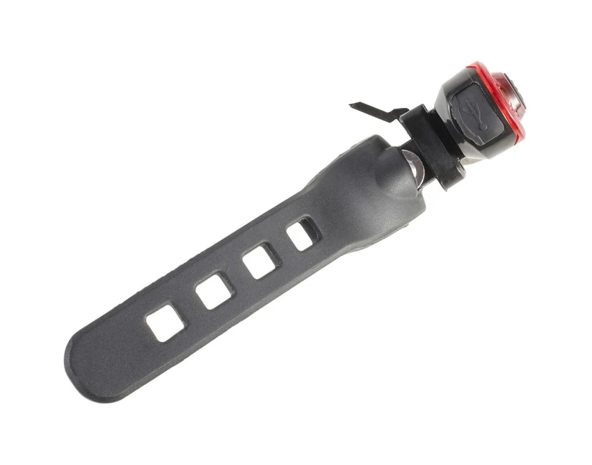Burgundowa lampka rowerowa z logo firmy USB ABS PC – gadżety reklamowe dla firm