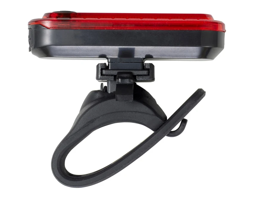 Burgundowa lampka rowerowa z logo firmy USB ABS PC – gadżety reklamowe dla firm