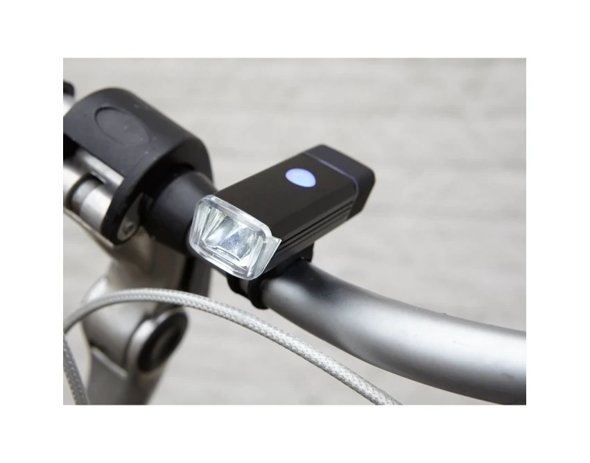 Czarna lampka rowerowa COB USB z własnym logo – gadżet reklamowy dla firm, ABS aluminium