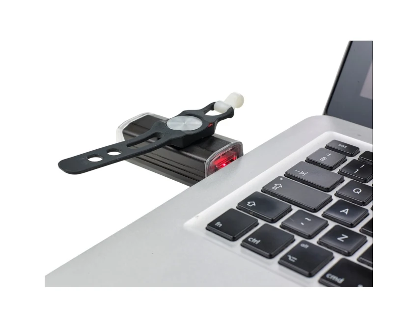 Czarna lampka rowerowa COB USB z własnym logo – gadżet reklamowy dla firm, ABS aluminium