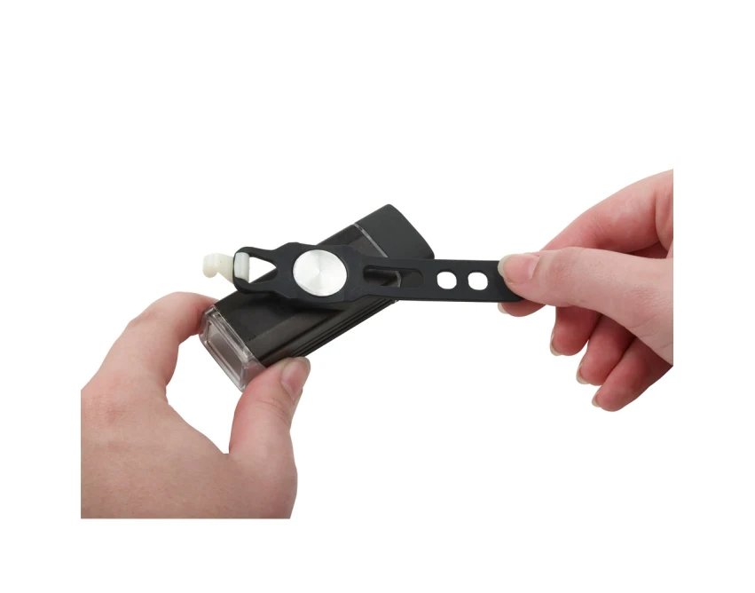 Czarna lampka rowerowa COB USB z własnym logo – gadżet reklamowy dla firm, ABS aluminium