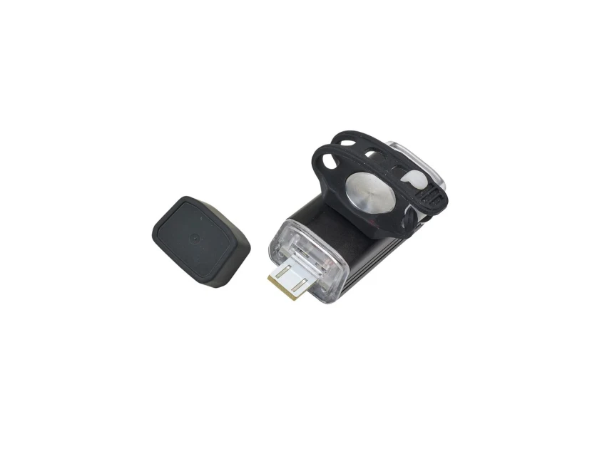 Czarna lampka rowerowa COB USB z własnym logo – gadżet reklamowy dla firm, ABS aluminium