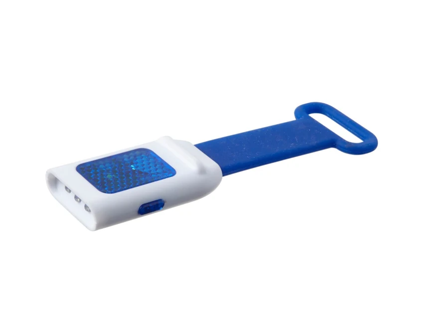 Granatowa lampka rowerowa 3+1 LED, ABS silikon, z logo firmy – gadżet firmowy dla dzieci