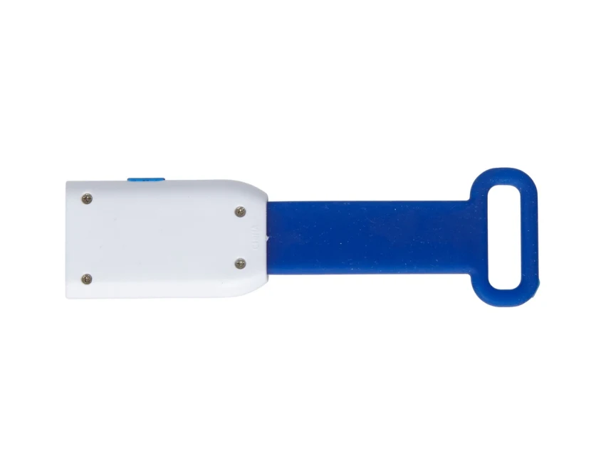 Granatowa lampka rowerowa 3+1 LED, ABS silikon, z logo firmy – gadżet firmowy dla dzieci