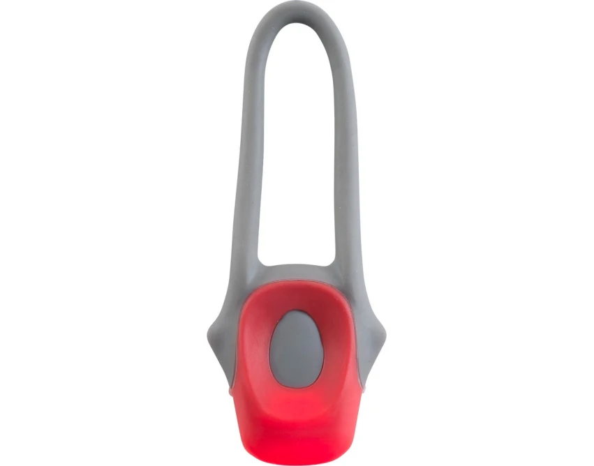 Czerwona lampka rowerowa 2 LED silikonowa z logo – gadżet firmowy, 2 tryby, plastik