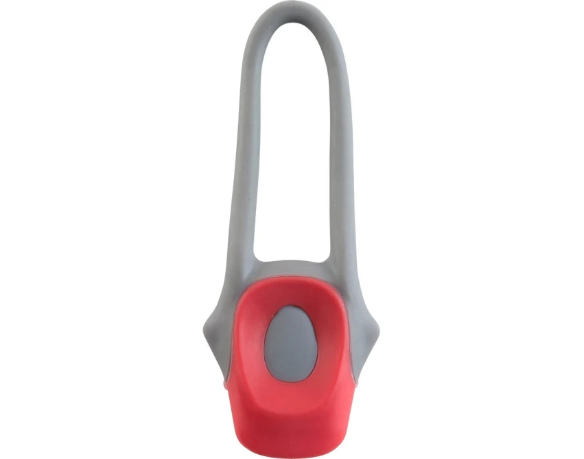Czerwona lampka rowerowa 2 LED silikonowa z logo – gadżet firmowy, 2 tryby, plastik