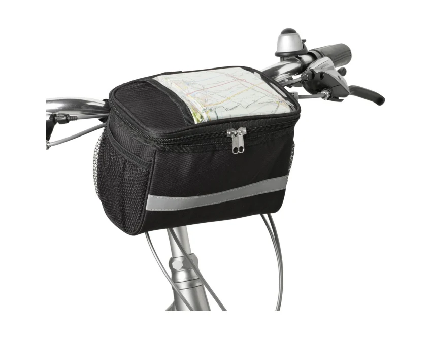 Czarna torba termoizolacyjna na rower 600D z logo – gadżet firmowy premium