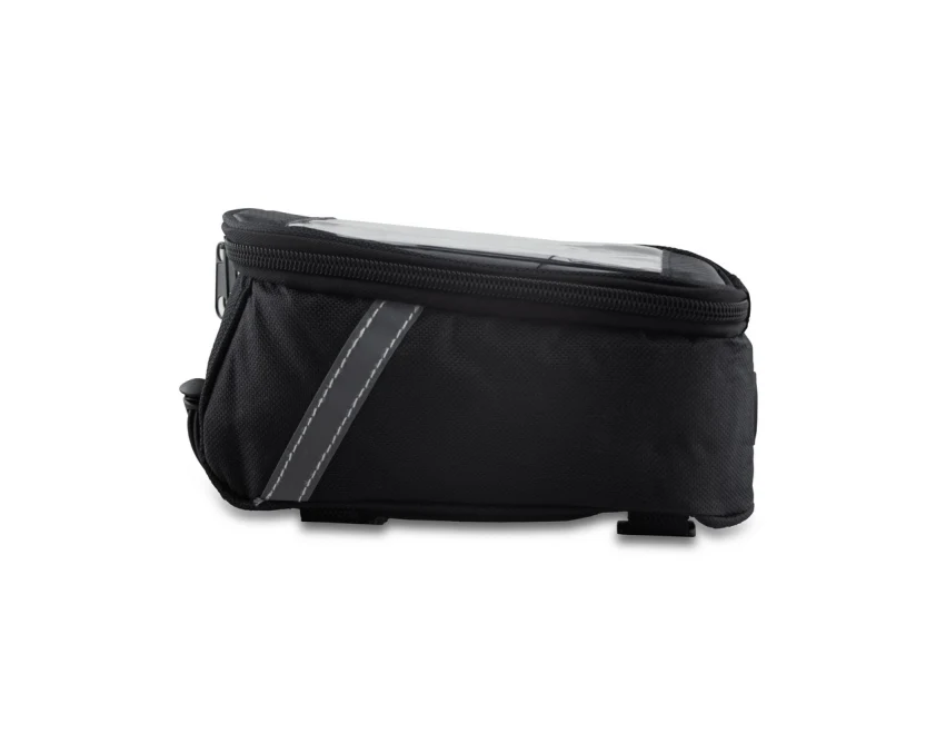 Czarna torba rowerowa Fabio z logo – apteczka, zestaw naprawczy, nylon 600D