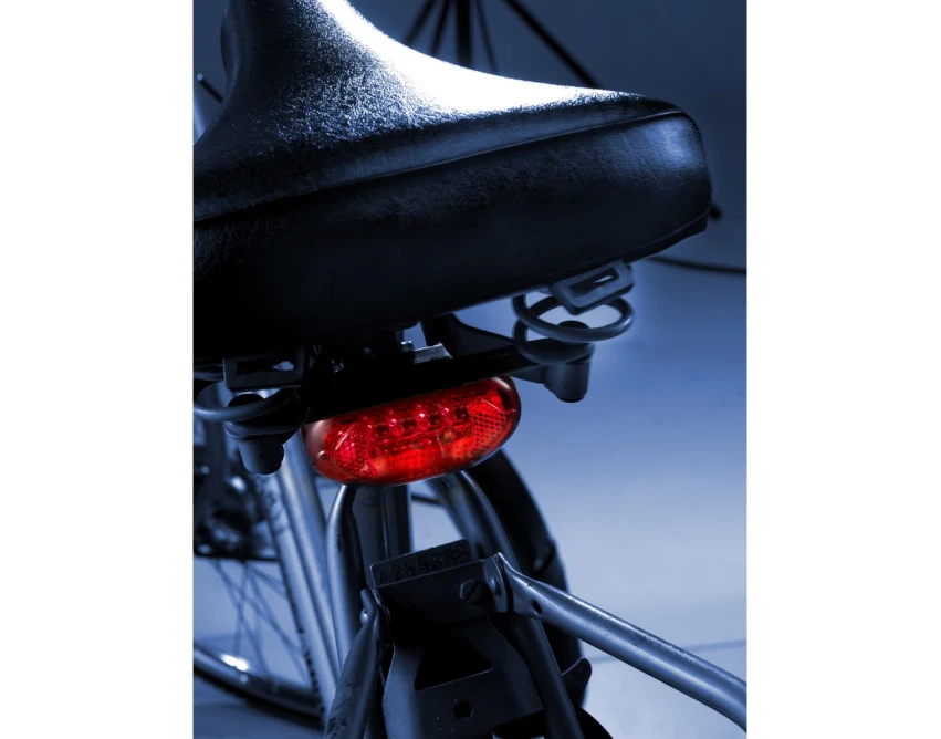 Zestaw lampek rowerowych 5 LED/4 LED z logo — srebrny ABS | Gadżety firmowe