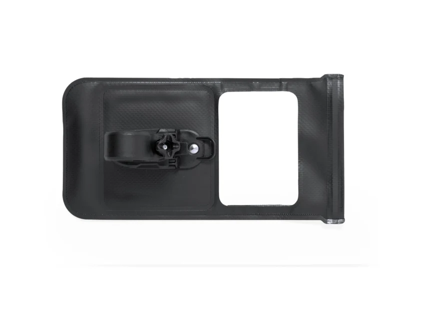 Czarne wodoodporne etui rowerowe PVC z logo firmy – gadżety reklamowe 6,7