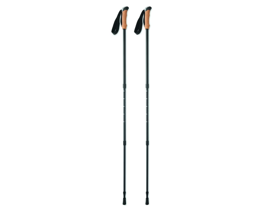 Czarne aluminiowe kijki nordic walking z korkiem Nole, pokrowiec RPET, logo firmy