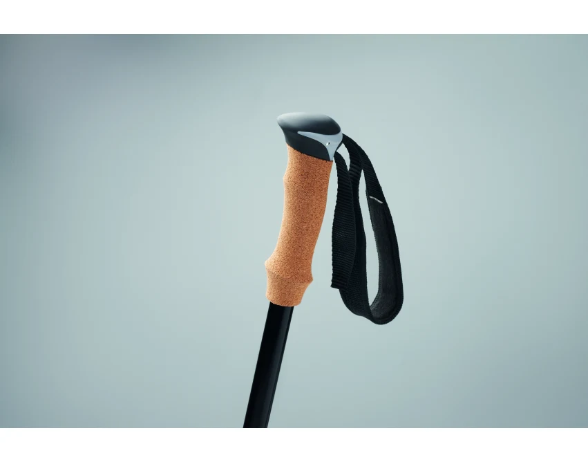 Czarne aluminiowe kijki nordic walking z korkiem Nole, pokrowiec RPET, logo firmy