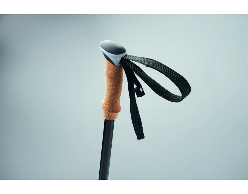 Czarne aluminiowe kijki nordic walking z korkiem Nole, pokrowiec RPET, logo firmy