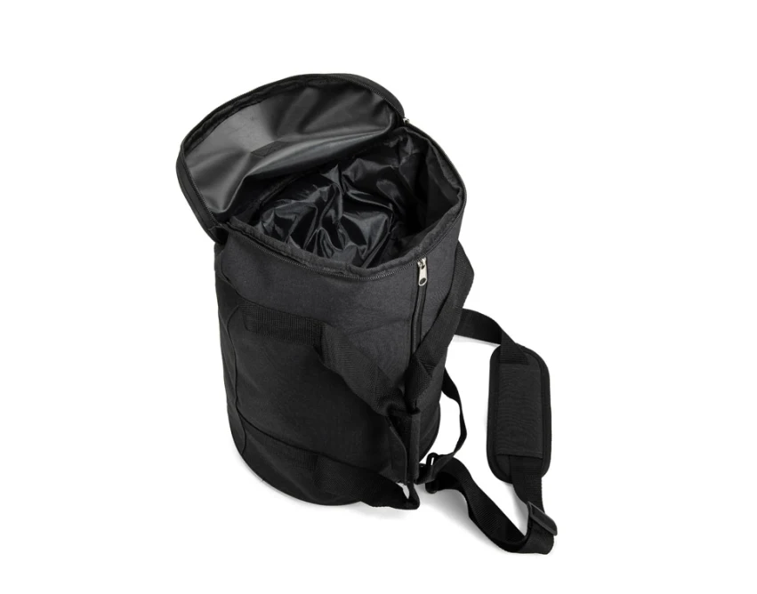 Czarna torba sportowa ATHLEX z logo firmy – reklamowa, wodoodporna, poliester