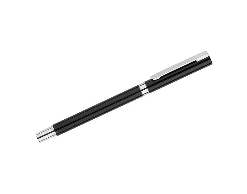 Czarny metalowy długopis żelowy IDEO z logo 0,5 mm – gadżety firmowe premium