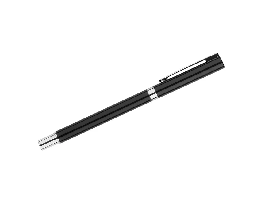 Czarny metalowy długopis żelowy IDEO z logo 0,5 mm – gadżety firmowe premium