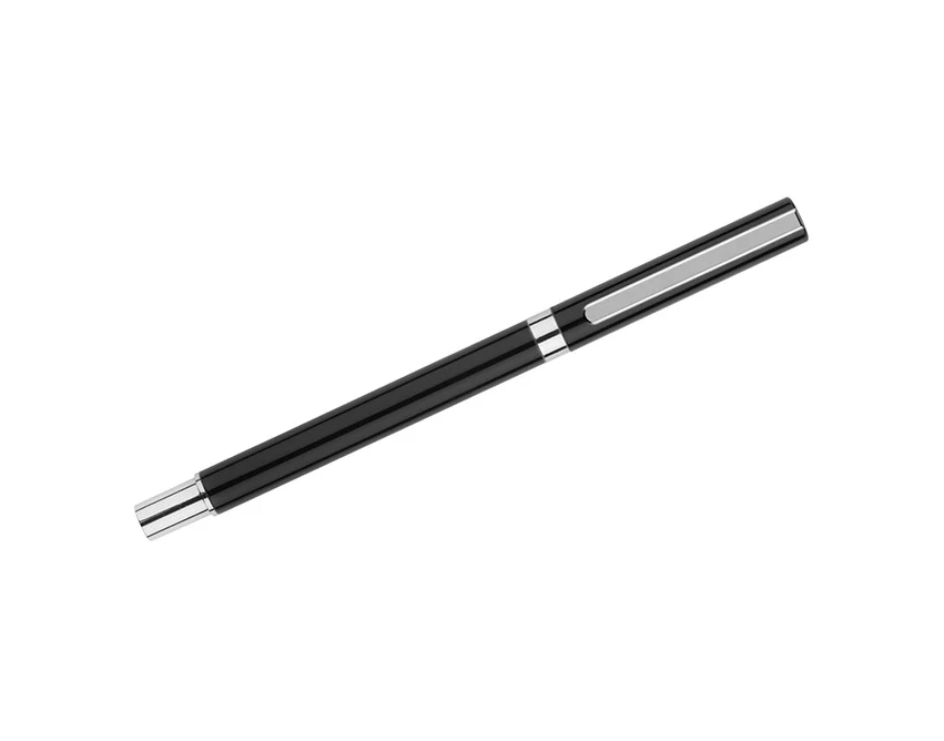 Czarny metalowy długopis żelowy IDEO z logo 0,5 mm – gadżety firmowe premium