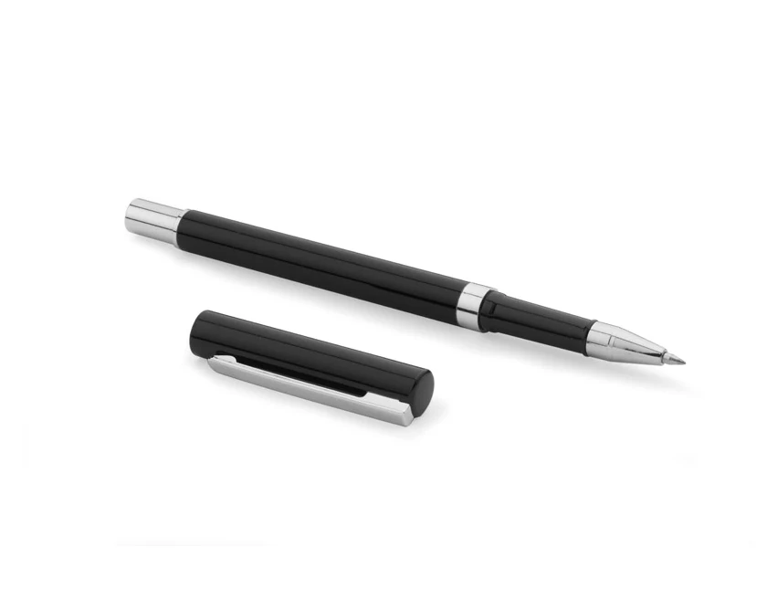 Czarny metalowy długopis żelowy IDEO z logo 0,5 mm – gadżety firmowe premium