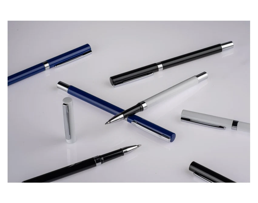 Biały metalowy długopis żelowy IDEO 0,5 mm z logo firmy – upominek biznesowy