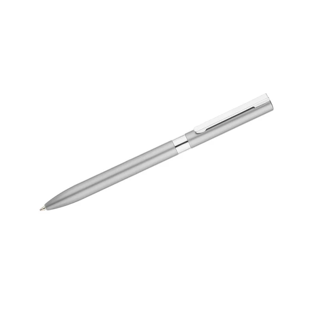Srebrny długopis żelowy GELLE metalowy z grawerem logo – elegancki firmowy gadżet 0,5 mm