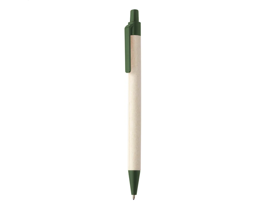 Długopis papierowy z kartonu po mleku, zielony klip