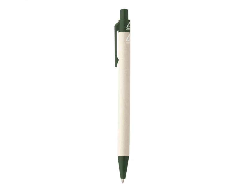 Długopis papierowy z kartonu po mleku, zielony klip