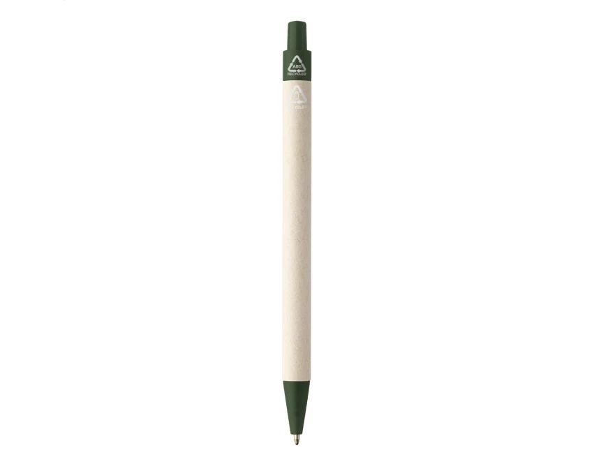 Długopis papierowy z kartonu po mleku, zielony klip