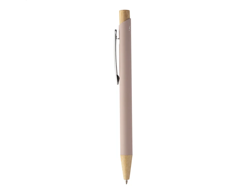 Długopis soft touch pastelowy róż, bambus, eco, grawer logo – prezent firmowy
